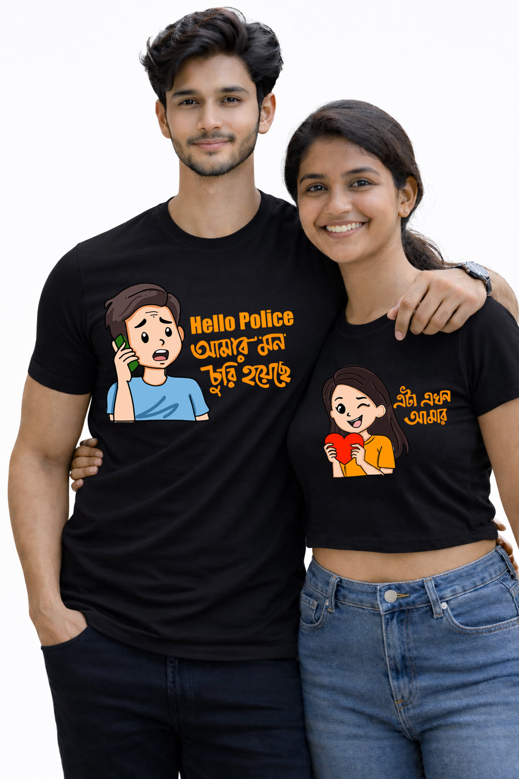 Bengali Couple Tshirt-www.agdumbagdum.in