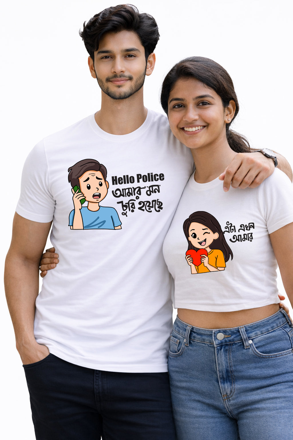 Bengali Couple Tshirt-www.agdumbagdum.in